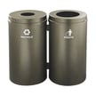 Includes two steel bins with Bronze Vein finish lids and bodies, and 16-gallon plastic liners 