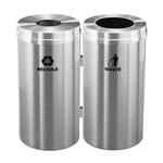 Glaro Premium 32-Gal Double Recycling & Waste Station - Satin Aluminum