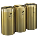 15-Gallon Glaro VALUE SERIES Three-Stream Recycling Station in Satin Brass - Configurable