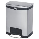 8 Gallon Stainless Steel Step-on Slim Jim in Black