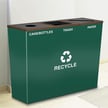 The Metro Triple Recycling Container in Hunter Green with custom Brown lid 