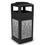 42-Gallon Ashtray Lid Trash Receptacle with Decorative Stainless Steel Panels - Configurable