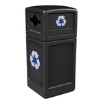 PolyTec 42 Gallon Square Recycling Container with Dome Lid - Mixed Opening - Configurable