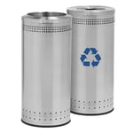 25 Gallon Imprinted 360 Recycling & Waste Station in Stainless Steel