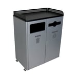 Courtside Double 64 Gallon Recycling Station with Tray Holder - Configurable