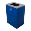 Blue bin with recycling label 