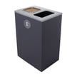 Gray bin with waste label 