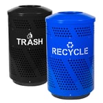 Arena 51 Series Perforated Indoor Recycling & Trash Combo in Blue & Black - Configurable