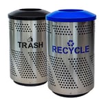 Arena 51 Series Perforated Indoor Recycling & Trash Combo in Stainless Steel - Configurable