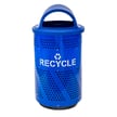 LLDPE hooded rain top in Recycle Blue features pass-through openings on two sides 