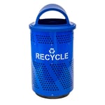 Arena 51 Series Perforated Outdoor Recycling Receptacle in Blue - Configurable