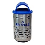 Arena 51 Series Perforated Outdoor Recycling Receptacle in Stainless Steel - Configurable