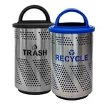 Arena 51 Perforated Outdoor Recycling & Trash Combo in Stainless Steel - Configurable