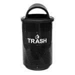 Arena 51 Series Perforated Outdoor Trash Receptacle in Black - Configurable