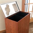 Aristata bins feature high-quality piano-hinged lids (shown in Mid-Summer Flame) 