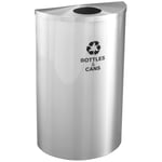 Glaro Half-Round Recycling Container in Satin Aluminum - Configurable