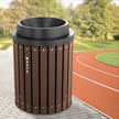 Funnel Lid Barrel in Brown with Waste labels 