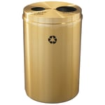 Glaro Dual Purpose Recycling Container - Satin Brass 33 Gallon - Configurable