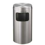 New Yorker Waste Receptacle with Flat Top in Satin Aluminum - 10 Gallon