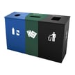 Comes as shown: 'Bottles & Cans' in blue, 'Paper Only' in green, and 'Waste Only' in black 