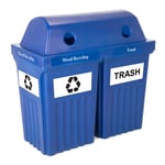 Recycle & Trash Bin IV Indoor-Outdoor Bin - Double in Blue