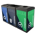 ErgoCan Square Three-Stream Recycling Station - Configurable