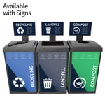 ErgoCan Square Three-Stream Recycling Station - Configurable