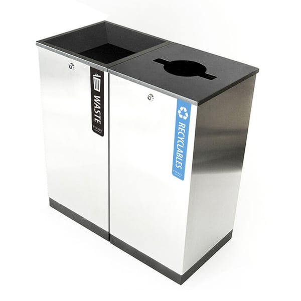 Edge Two-Stream Waste and Recycling Station with Long Labels 