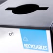 Detail view of Recyclables label and Commingle lid 