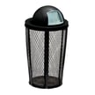 Expanded Metal Waste Receptacle in Black with Dome Top 