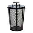 Expanded Metal Waste Receptacle in Black with Ashtray 