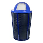 Expanded Metal Outdoor Waste in BLUE | Dome Top with Liner