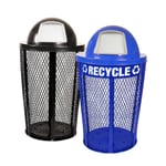 Expanded Metal Waste & Recycle Double Dome-Top Combo