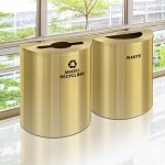 Glaro XL Half-Round Satin Brass Double Waste & Recycling Station