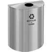 Glaro Single-Purpose Half-Round XL Recycling Container in Satin Aluminum 