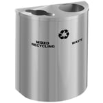 Glaro XL Dual-Purpose Half-Round Recycling Container in Satin Aluminum - Configurable