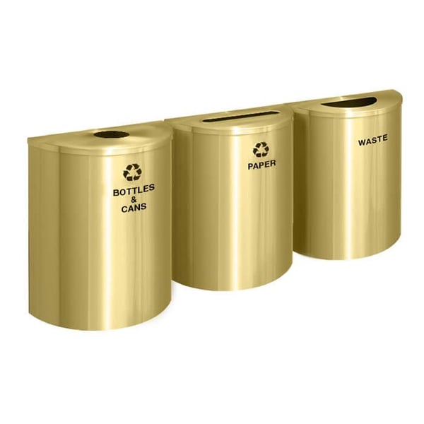 Glaro XL Half-Round Satin Brass Triple Waste & Recycling Station - Custom 