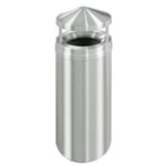 New Yorker Waste Receptacle with Canopy Top in Satin Aluminum - 12 Gallon