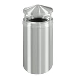 New Yorker Waste Receptacle with Canopy Top Satin Aluminum- 16 Gallon