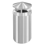 New Yorker Waste Receptacle with Canopy Top in Satin Aluminum - 33 Gallon