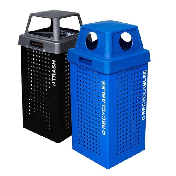 Prism Outdoor 36-Gallon Blue Recycling and Black Gloss Trash Combo 