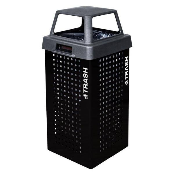 Prism Outdoor 36-Gallon Trash Receptacle in Black Gloss 