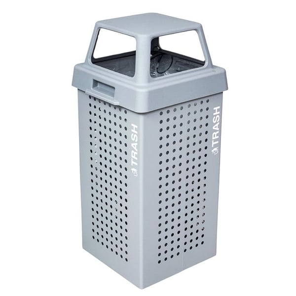 Prism Outdoor 36-Gallon Trash Receptacle in Hammered Grey 