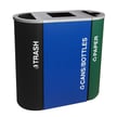 Product comes as shown- Trash in black, Cans/Bottles in blue, and Paper in green 