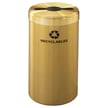 Glaro 23-Gallon VALUE SERIES Single-Purpose Recycling Container in Satin Brass with Mixed Lid and 'Recyclables' Message 