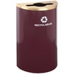 Glaro Half Round Recycling Container in Burgandy with mixed recycling opening 