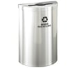 Half-Round Recycling Container in Satin Aluminum 16 Gal 