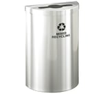 Glaro VALUE SERIES Half-Round Recycling Container in Satin Aluminum 16 Gallon - Configurable