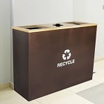 Metro Triple Stream Recycling Receptacle in Hammered Copper