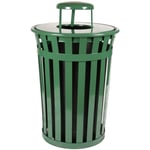 Oakley 36-Gallon Slatted Waste Receptacle with Rain Hood in Green